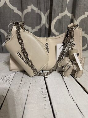 Steve Madden Ivory Multi-Piece Chain Strap Bag- Oatmilk BMIKA Charm Box MSRP $98